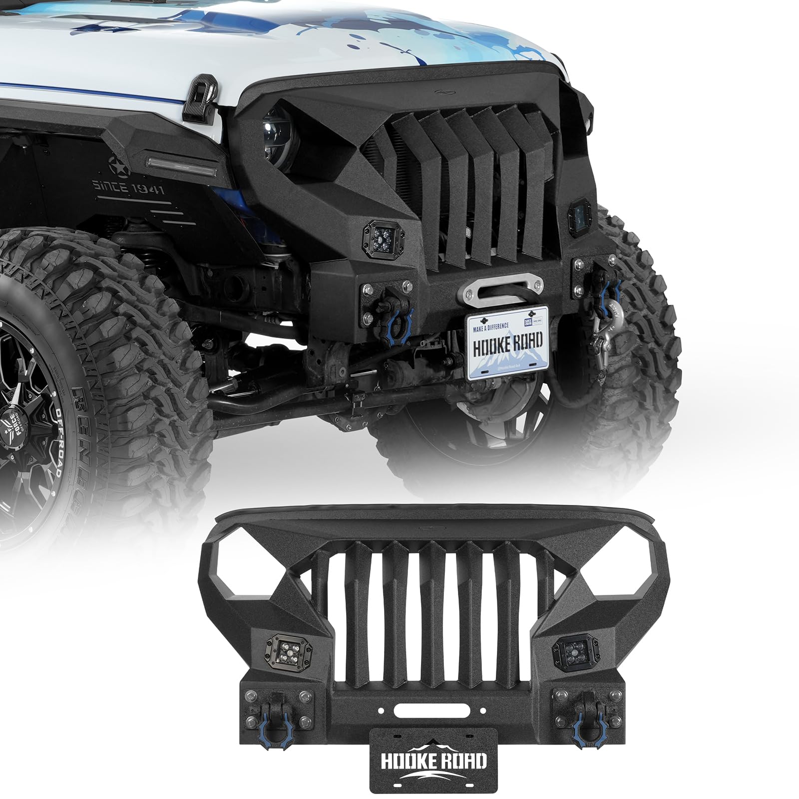 ☆ opar Hooke Road マットブラック ヘッド angler 631 Amazon.com: Hooke Road Mad Max Front Bumper Grill w/ 2× 18W LED